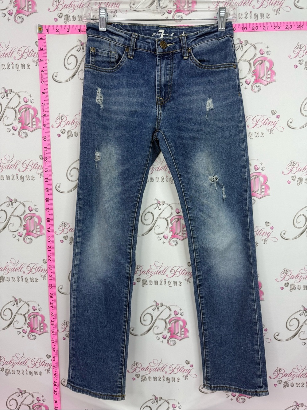 7 For All Mankind SLIMMY Slim Straight Distressed Blue Jeans
